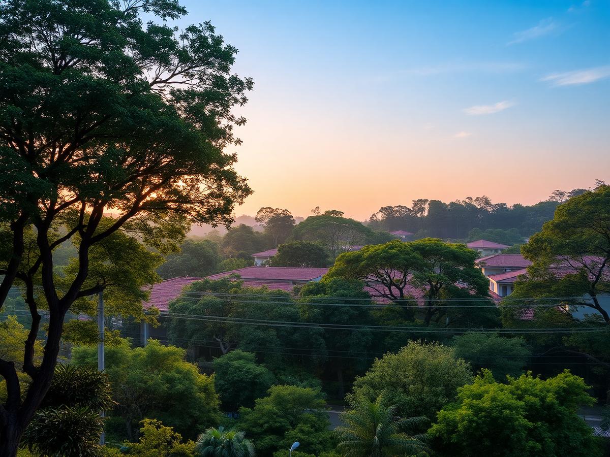 Lentor Hills precinct, soft morning light over leafy low-rise homes